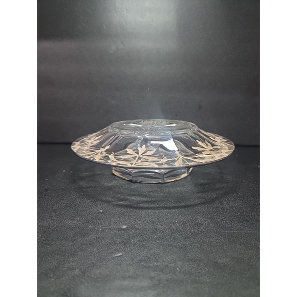 Heisey Silver Inlay Cheese Dish, One Piece Clear Glass, Cracker Serving Dish - Picture 10 of 10